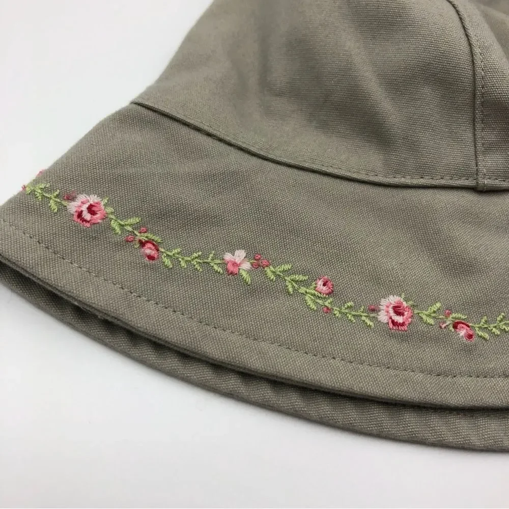 Janie & Jack Hat Baby Girl 6-12 Months Floral Embroidered Tan Taupe‎ Beige NWT